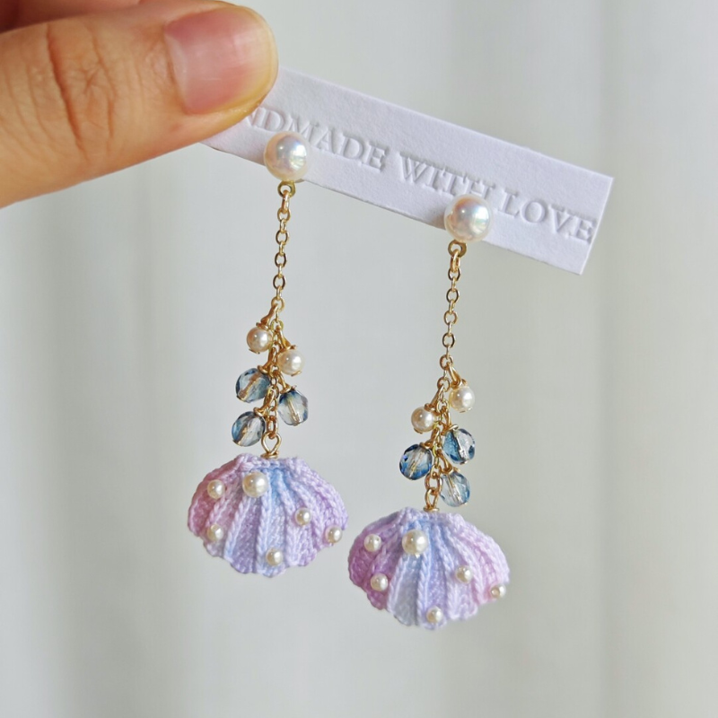 Micro Crochet Shell Earrings 1