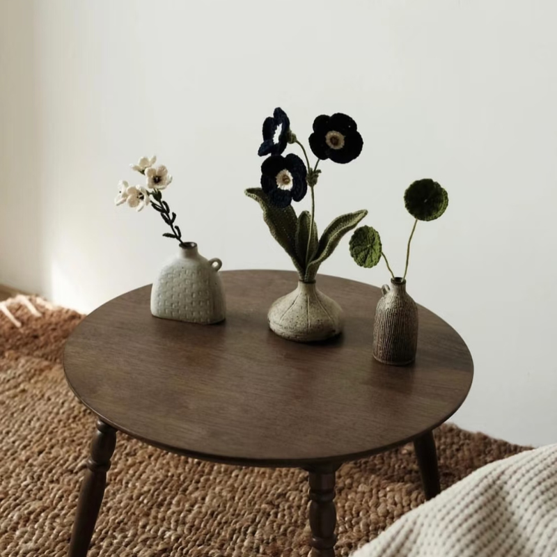 black flowers on the table