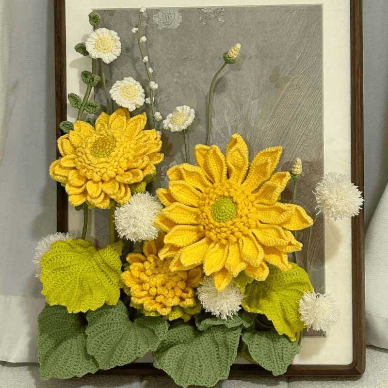 crochet flower painting