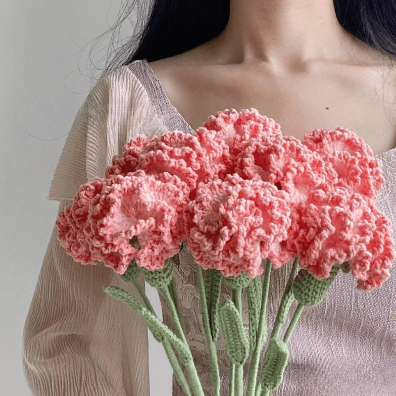 crochet pink carnations