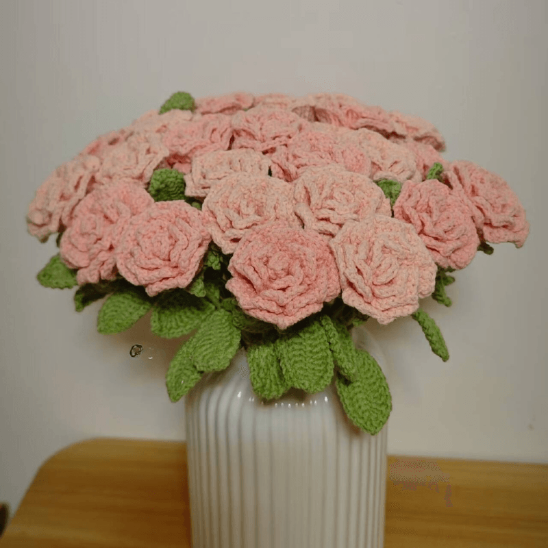 pink cappuccino crochet bouquet